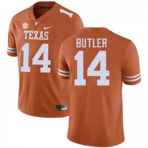 Men The Horns #14 Aaron Butler NCAA Football Jersey - Texas Orange
