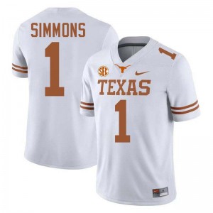 Men's UT #1 Colin Simmons Replica Football Jersey - White