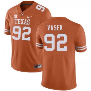 Men's Longhorns #92 Colton Vasek 2025 Football Jersey - Texas Orange