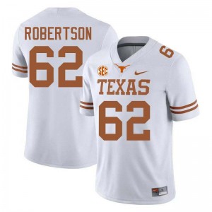 Men's Longhorns #62 Connor Robertson Embroidery Football Jersey - White