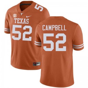 Men Burnt Orange #52 DJ Campbell 2025-26 Football Jersey - Texas Orange