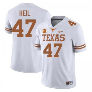 Men Burnt Orange #47 Gehrig Heil High School Football Jersey - White