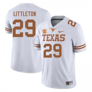 Men Burnt Orange #29 Graceson Littleton NCAA Football Jersey - White