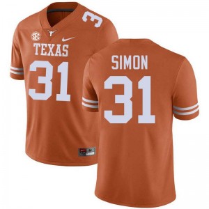 Men's Lone Star State Reps #31 James Simon NCAA Football Jersey - Texas Orange