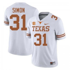 Mens Texas #31 James Simon Official Football Jersey - White