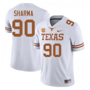 Men Longhorns #90 Josiah Sharma NCAA Football Jersey - White
