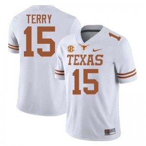 Men UT #15 Justus Terry University Football Jersey - White