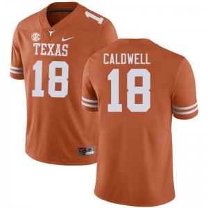 Men Longhorns #18 Matthew Caldwell Official Football Jersey - Texas Orange