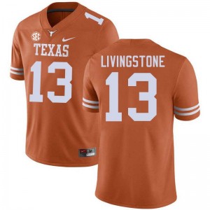 Men Texas #13 Parker Livingstone High School Football Jersey - Texas Orange