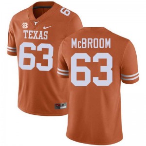 Men Burnt Orange #63 Rick McBroom Embroidery Football Jersey - Texas Orange