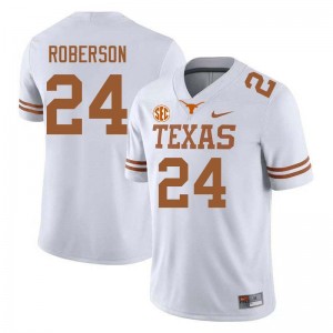 Men Burnt Orange #24 Warren Roberson Official Football Jersey - White