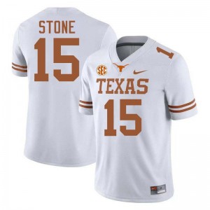 Mens Texas Longhorns #15 Will Stone University Football Jersey - White