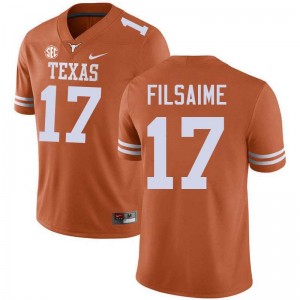 Mens Texas #17 Xavier Filsaime Limited Football Jersey - Texas Orange
