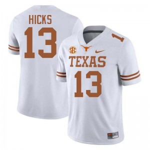 Men University of Texas #13 Zelus Hicks Official Football Jersey - White
