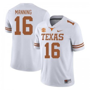 Men's Longhorns #16 Arch Manning Official SEC Conference Jersey - White