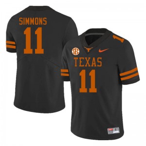 Men Longhorns #11 Colin Simmons University SEC Conference Jersey - Black