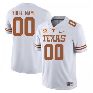 Mens Texas Longhorns #00 Custom Game SEC Conference Jersey - White