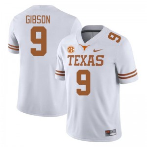 Men's Longhorns #9 Jerrick Gibson Game SEC Conference Jersey - White
