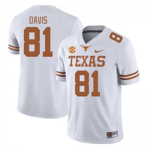 Men University of Texas #81 Juan Davis University SEC Conference Jersey - White