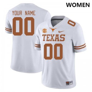 Womens Texas Longhorns #00 Custom Embroidery SEC Conference Jersey - White