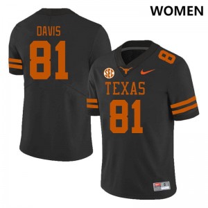 Women's Longhorns #81 Juan Davis University SEC Conference Jersey - Black