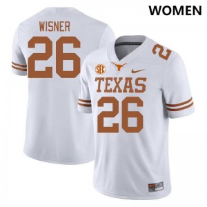 Womens Longhorns #26 Quintrevion Wisner Stitched SEC Conference Jersey - White