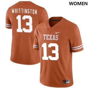Womens University of Texas #13 Jordan Whittington Nike NIL College Jersey - Texas Orange
