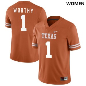 Women University of Texas #1 Xavier Worthy Nike NIL College Jersey - Texas Orange