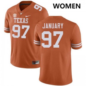 Womens UT Austin #97 Alex January Limited Football Jersey - Texas Orange