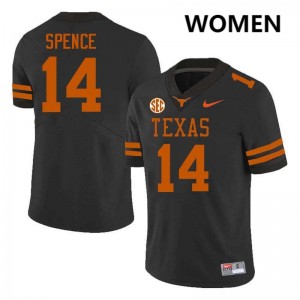 Women's UT Austin #14 Brad Spence Official Football Jersey - Black