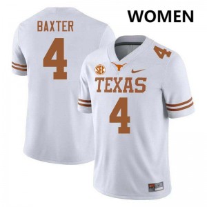 Women's Longhorns #4 CJ Baxter Alumni Football Jersey - White