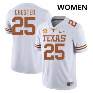 Womens UT Austin #25 Caleb Chester Alumni Football Jersey - White