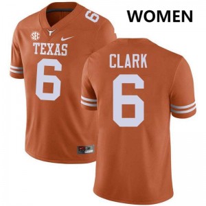 Women UT #6 Christian Clark Limited Football Jersey - Texas Orange
