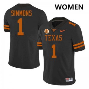 Women's Texas #1 Colin Simmons Limited Football Jersey - Black