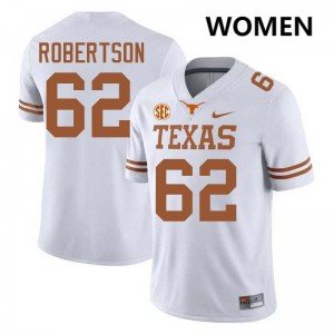 Women Longhorns #62 Connor Robertson Replica Football Jersey - White