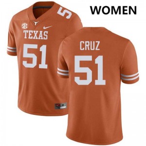 Women University of Texas #51 Daniel Cruz Stitched Football Jersey - Texas Orange