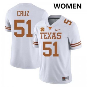 Women Texas #51 Daniel Cruz High School Football Jersey - White