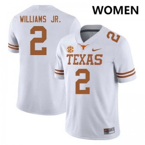 Women's Burnt Orange #2 Derek Williams Jr. High School Football Jersey - White