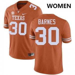 Womens Longhorns #30 Elijah Barnes Player Football Jersey - Texas Orange