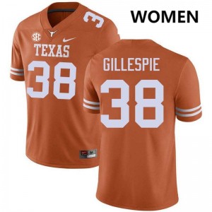 Women's UT #38 Graham Gillespie Limited Football Jersey - Texas Orange