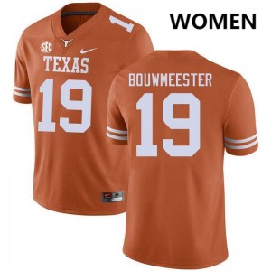 Women The Horns #19 Jack Bouwmeester Embroidery Football Jersey - Texas Orange