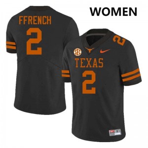 Women's UT #2 Jaime Ffrench High School Football Jersey - Black