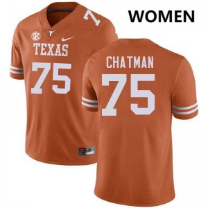 Women UT Austin #75 Jaydon Chatman Official Football Jersey - Texas Orange