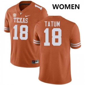 Womens Texas #18 Joe Tatum Embroidery Football Jersey - Texas Orange