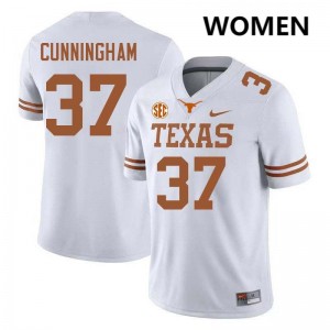 Women Texas Longhorns #37 Jonathan Cunningham Replica Football Jersey - White