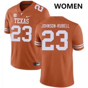 Women University of Texas #23 Jordon Johnson-Rubell Stitched Football Jersey - Texas Orange