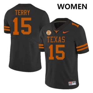 Women's University of Texas #15 Justus Terry Limited Football Jersey - Black