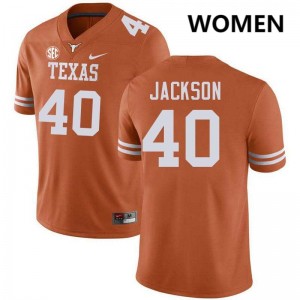 Women's UT #40 Lance Jackson 2025 Football Jersey - Texas Orange