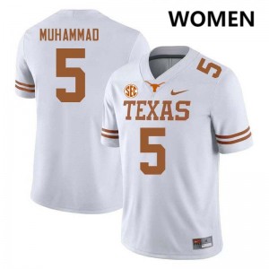 Womens UT #5 Malik Muhammad Limited Football Jersey - White