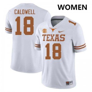 Womens Longhorns #18 Matthew Caldwell 2025 Football Jersey - White